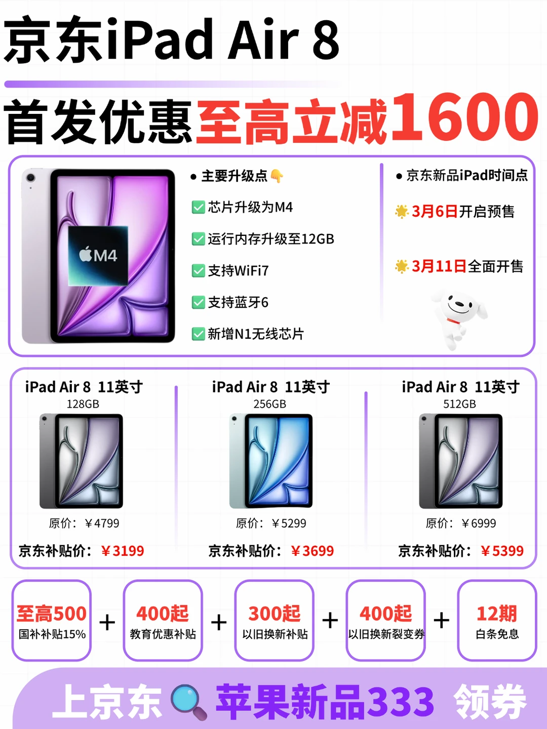 iPad Air8 首发攻略✅至高立省 1600❗️