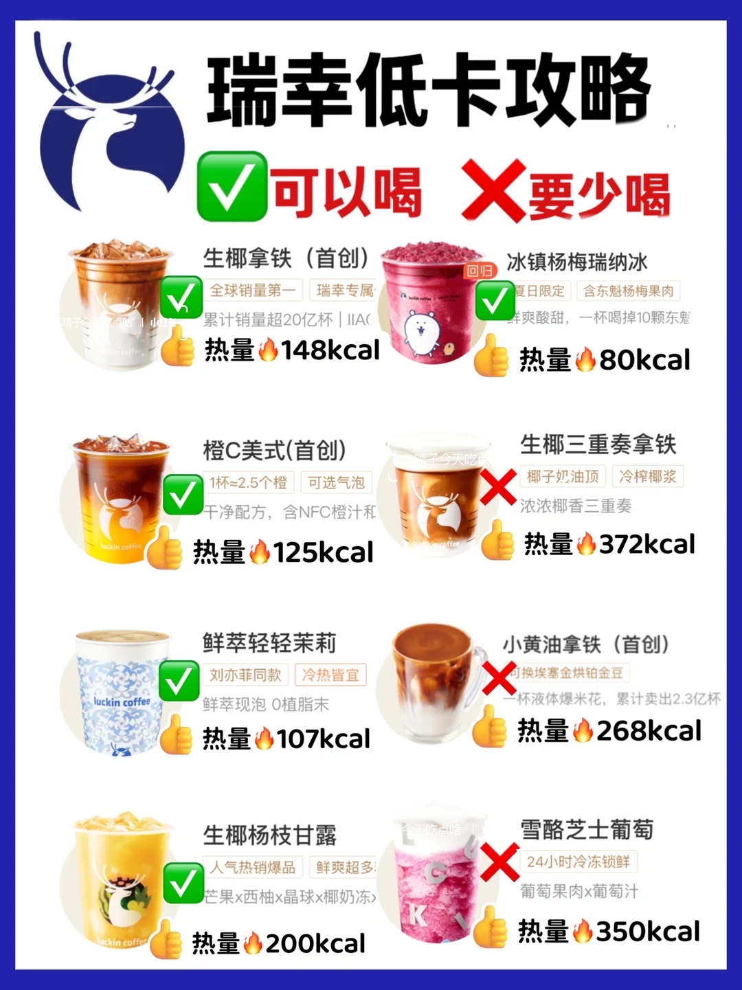 瑞幸咖啡🔥减脂期可以喝🆚要少喝✅附攻略