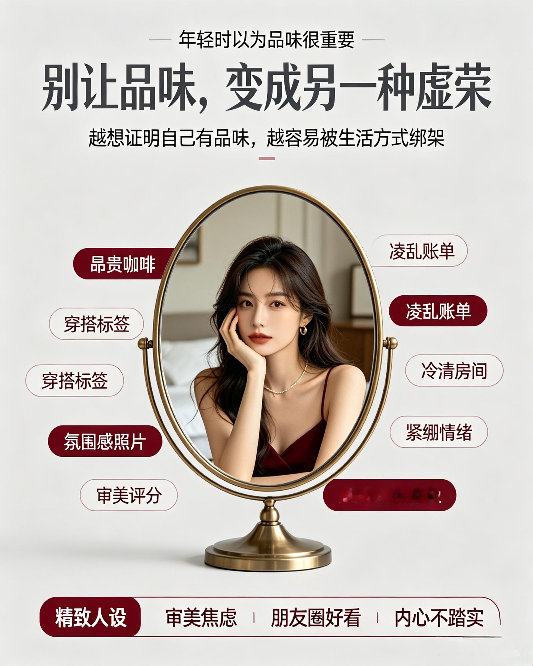 成熟后才知道品味毫无意义别把日子活成表演 以前觉得品味很重要，现在觉得，能把平静日子过顺，才是真厉害。真正的成熟，不是把品味活成标签，而是把日子过回平静。年轻时容易被“精致生活”“高级感”“审美品味”这些词吸引，以为那就是生活品质。但经历多了就会发现，人一旦把品味看得太重，反而容易被绑架。要和别人比格调，要拍出来好看，要符合某种人设，最后生活变成了表演，品味成了另一种虚荣。当然，我不是反对审美，也不是否定品质。力所能及范围内，把自己收拾得舒服，把日子过得顺心，这很好。但如果为了所谓的“品味”，去硬撑超出自己能力的生活，那就本末倒置了。真正值得追求的，不是别人眼里的好看，而是自己心里的踏实。不是拍照时的精致，而是平常日子里的安稳。不是朋友圈里的品味，而是柴米油盐中的从容。所以我越来越认同：成熟以后，品味其实没那么重要。重要的是你能不能把情绪稳住，把日子过顺，把家庭和生活安排得有秩序。重要的是你在平淡里能不能找到快乐，在琐碎里能不能保持耐心，在普通的一天里能不能让自己身心愉悦。生活终归...