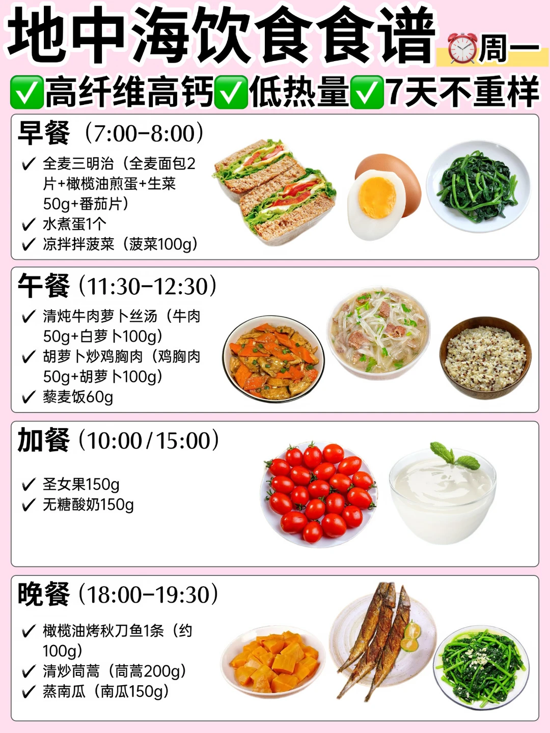 🔥地中海饮食一周食谱‼️照着吃出健康✅