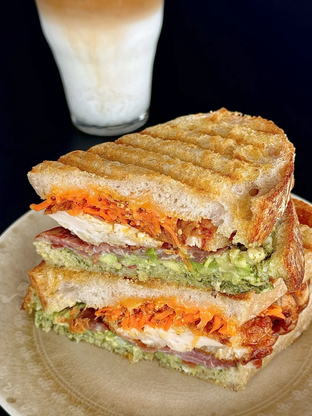 三明治的幸福谁懂！双蛋白鸡排牛油果热压🥪