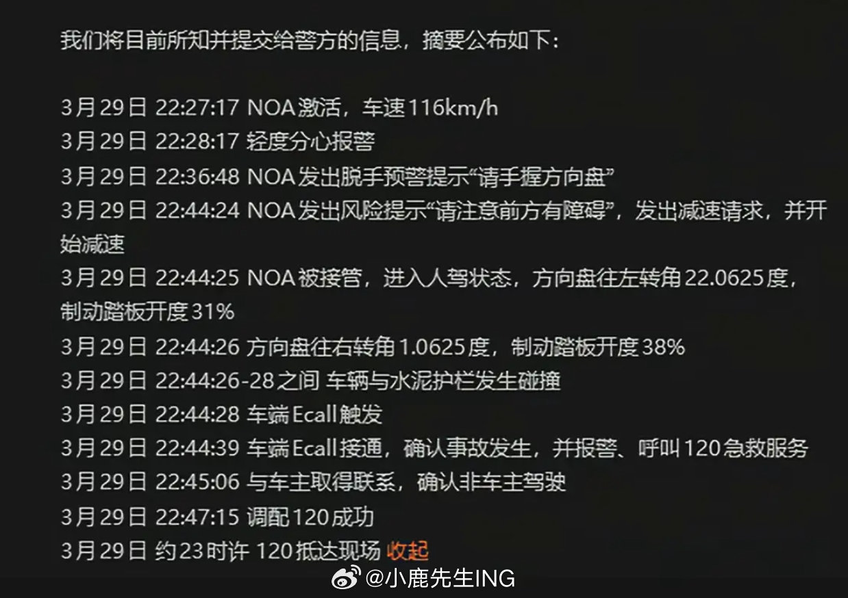 #问界M9事故三连环站不住脚# 
这是几年前国内一家车企在发生车祸后公开的数据，还是很详细的。 ​​​​