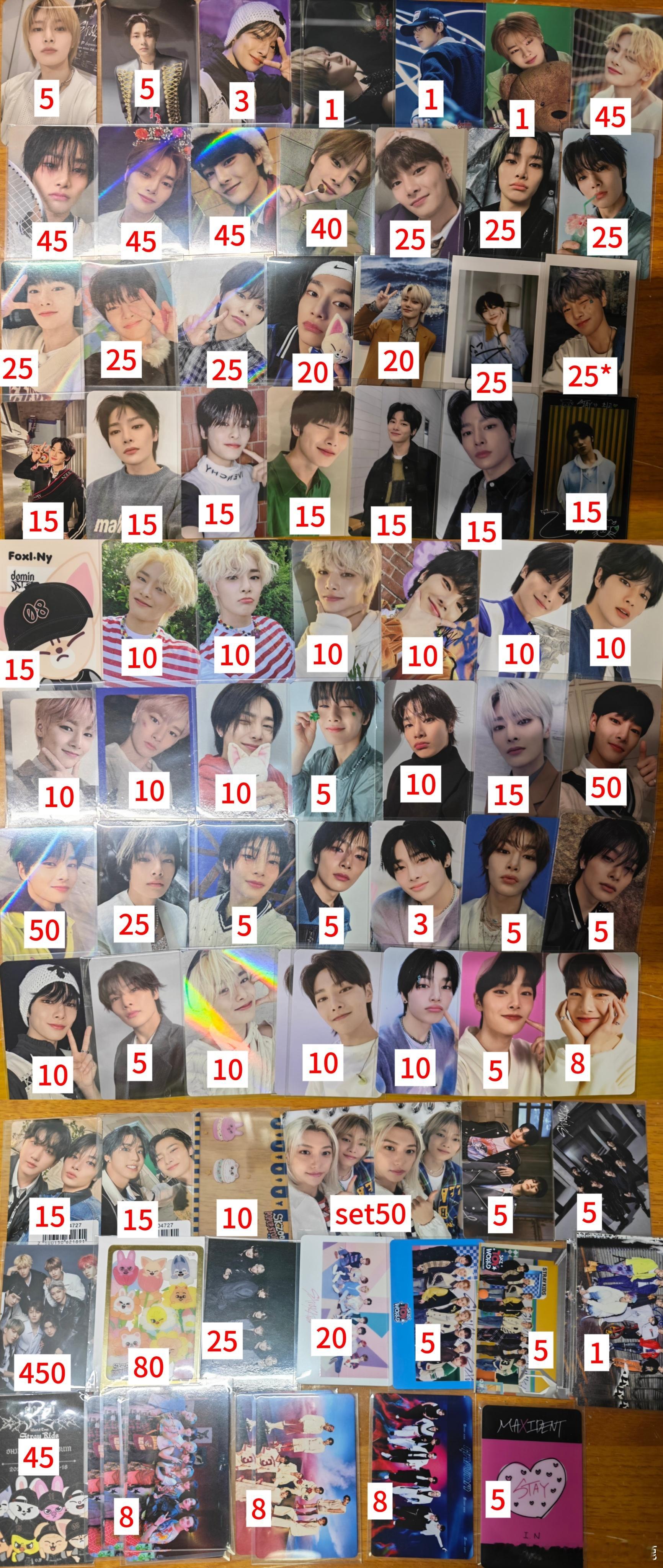 #StrayKids周边[超话]# 
标价单出
满百包邮
广东邮6非偏10
————————————————————————
All sold separately!Welcome to buy[送花花]
—————————————————————————
tag：满额透卡 巴士贴纸 会员卡城 索尼鼠 fc抽选 玩具日周 粉日周 济州岛卡册卡 饮料羊  ​