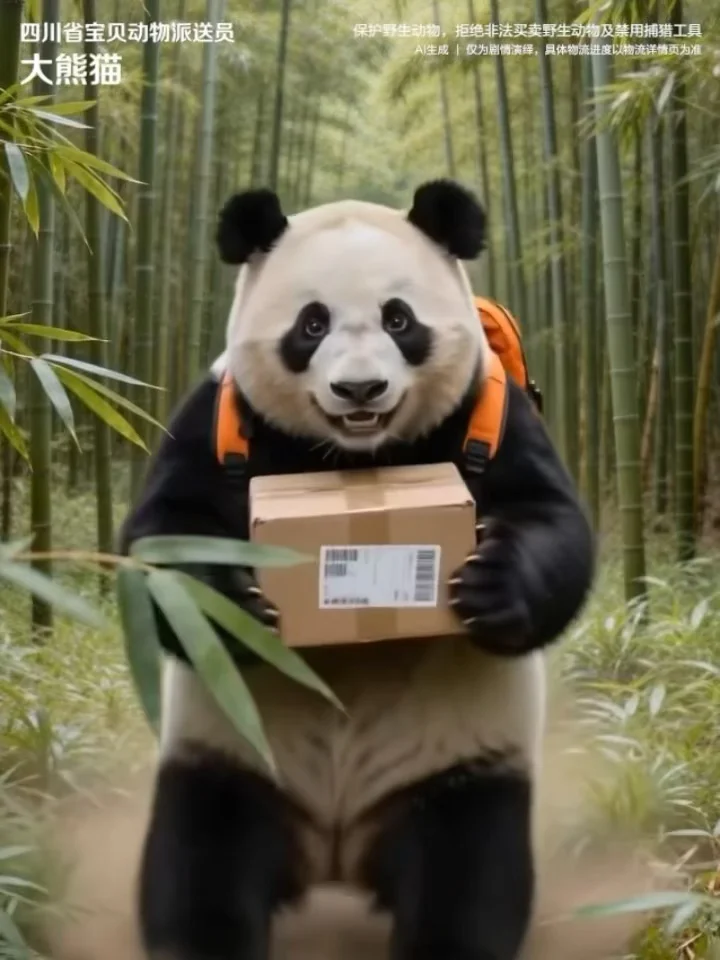 国宝大熊猫给我“送快递”，这个创意有点东西