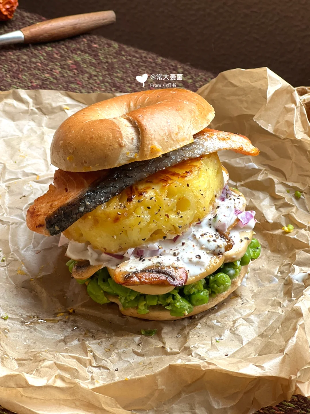 🍍菠萝三文鱼“叠叠乐”🥯👏🏻好吃&不胖！