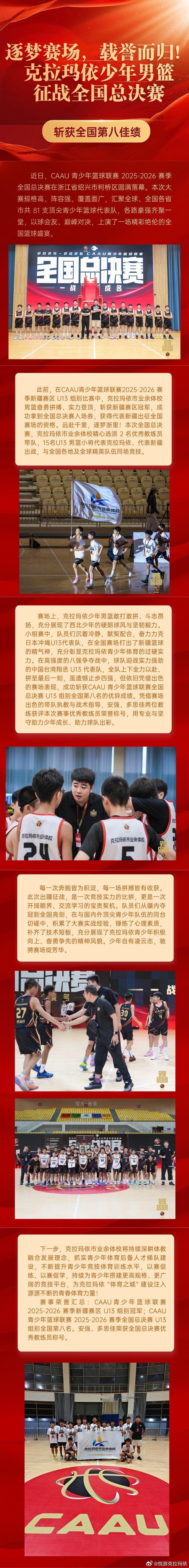 逐梦赛场，载誉而归!克拉玛依少年男篮征战全国总决赛 ​