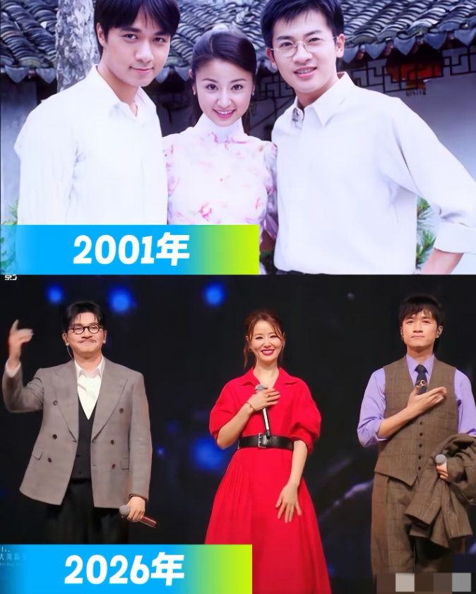 古巨基、苏有朋、林心如三个人唱《情深深雨濛濛》。古巨基拿着西装外套，还是何书桓的样子；苏有朋贴上了杜飞那个标志性的小胡子；林心如一身红衣，就是如萍。

大屏幕放着2001年的剧照——陆家、报社、雨夜、舞厅。台下坐着的，是当年守着电视追剧的那批人。

25年了。

你知道什么最可怕吗？不是他们老了，是