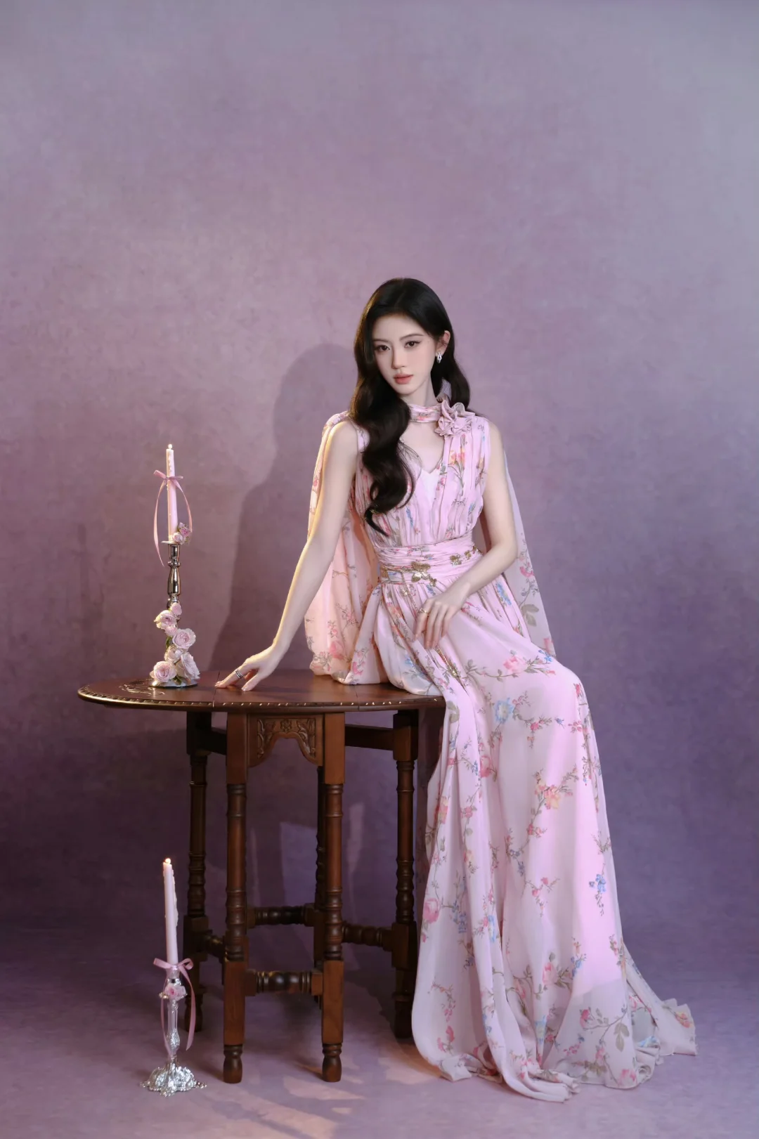 鞠婧祎  | 粉色温柔系长裙