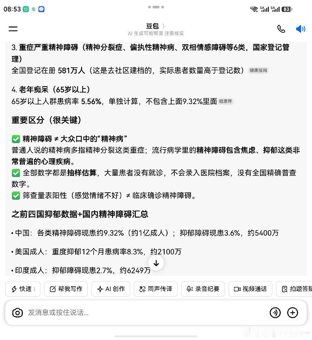 精神类疾病现在也是世界未解之迷，原因是精神疾病人们回避精神是什么？而是去治疗神经，精神是形而上学，神经是形而下学。精神是什么？百度一下人们就会知道，精神=魂魄，魂魄是什么？魂是气的意识，魄为肉体的意识。精气的意识简称为精神，也可以叫魂魄，治疗精神类疾病非常的简，医生会望闻，望可以 ​