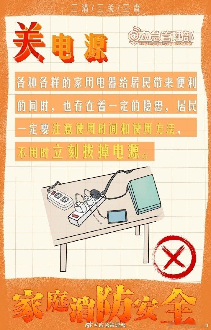 小火酿巨灾，事故非偶然。请大家摒弃侥幸心理，立刻自查并清除身边火灾隐患，牢记“三清三关”↓↓ ​