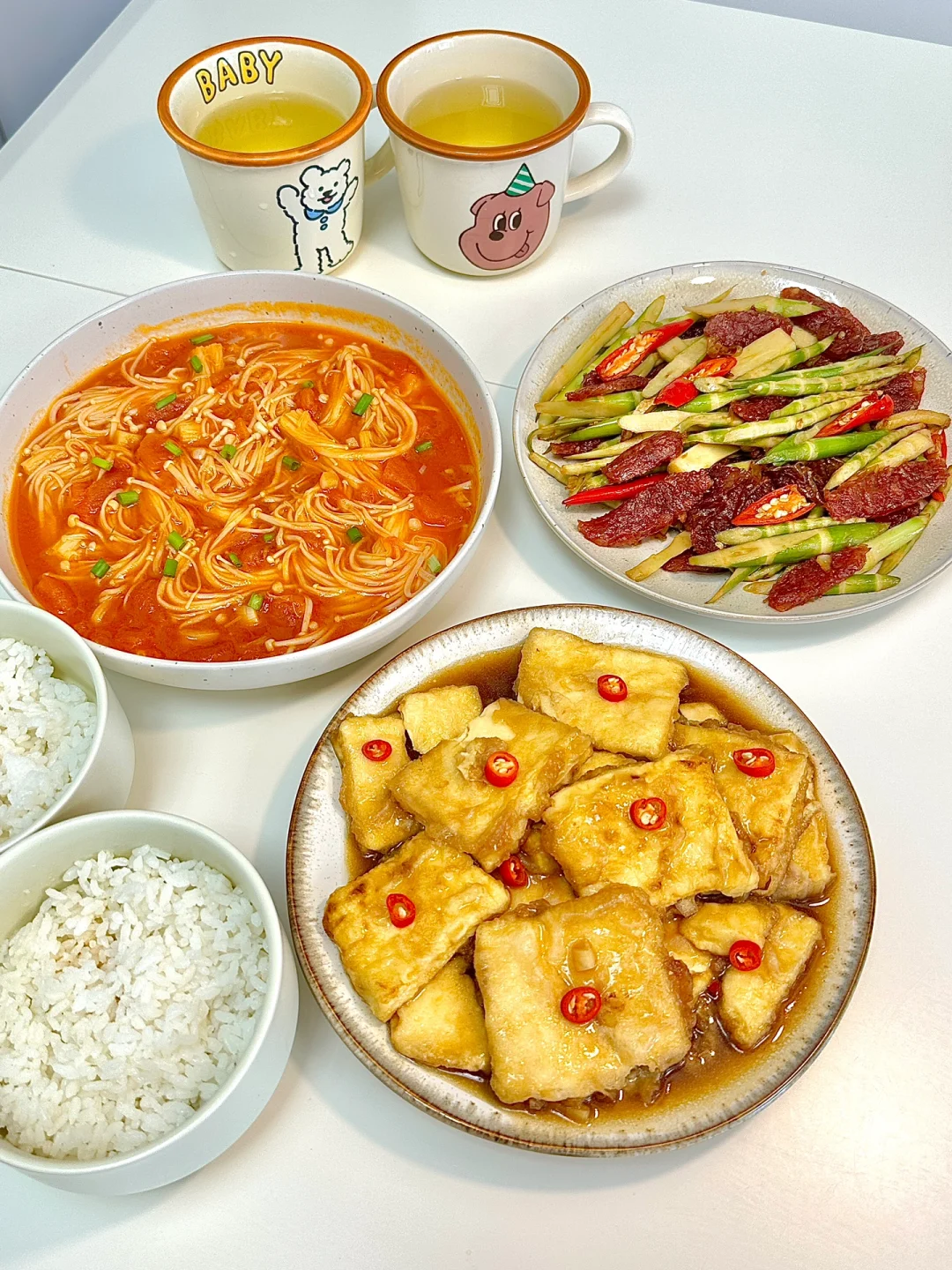 二人食｜香煎脆皮豆腐➕茄汁金针菇🍅好好吃✨