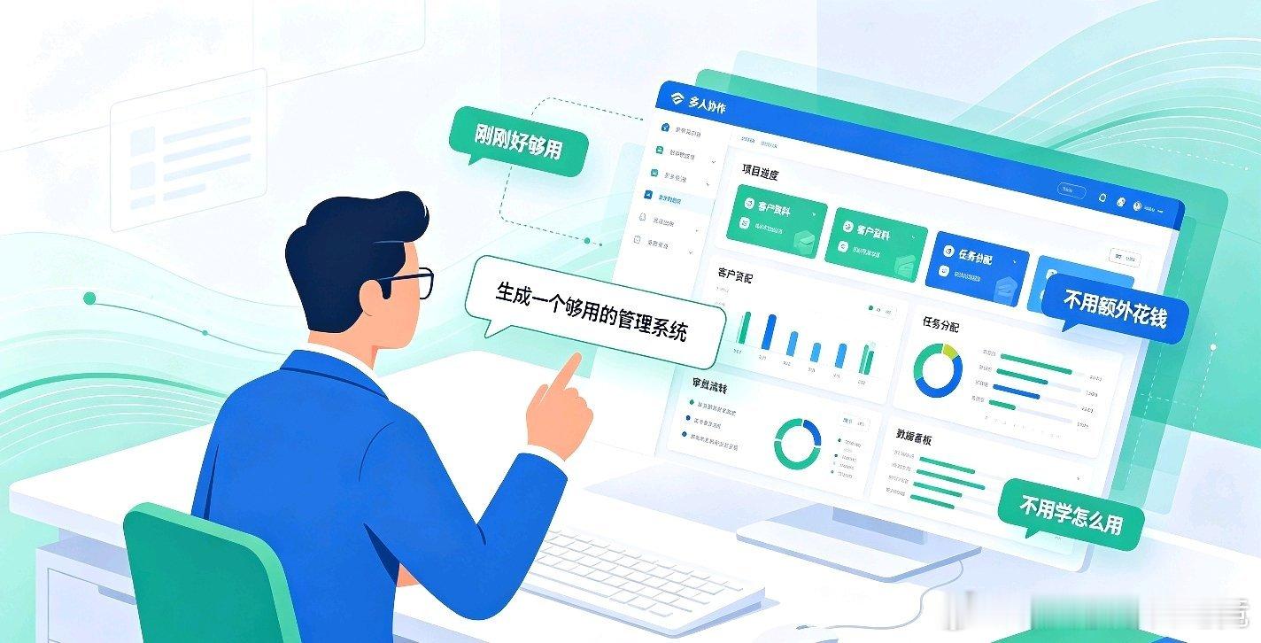 9月7日，千问办公上线了多人工作台。

这个功能最值得关注的，不是产品本身，而是它暗示的一个趋势：当AI可以一句话生成一个可用的管理系统时，那些功能比较“标准”的SaaS产品，还卖得动吗？

以前管项目进度，买一套系统几千块一年。管客户资料，买一套CRM又是几千块。公司有十个流程，买十套不同的 ​