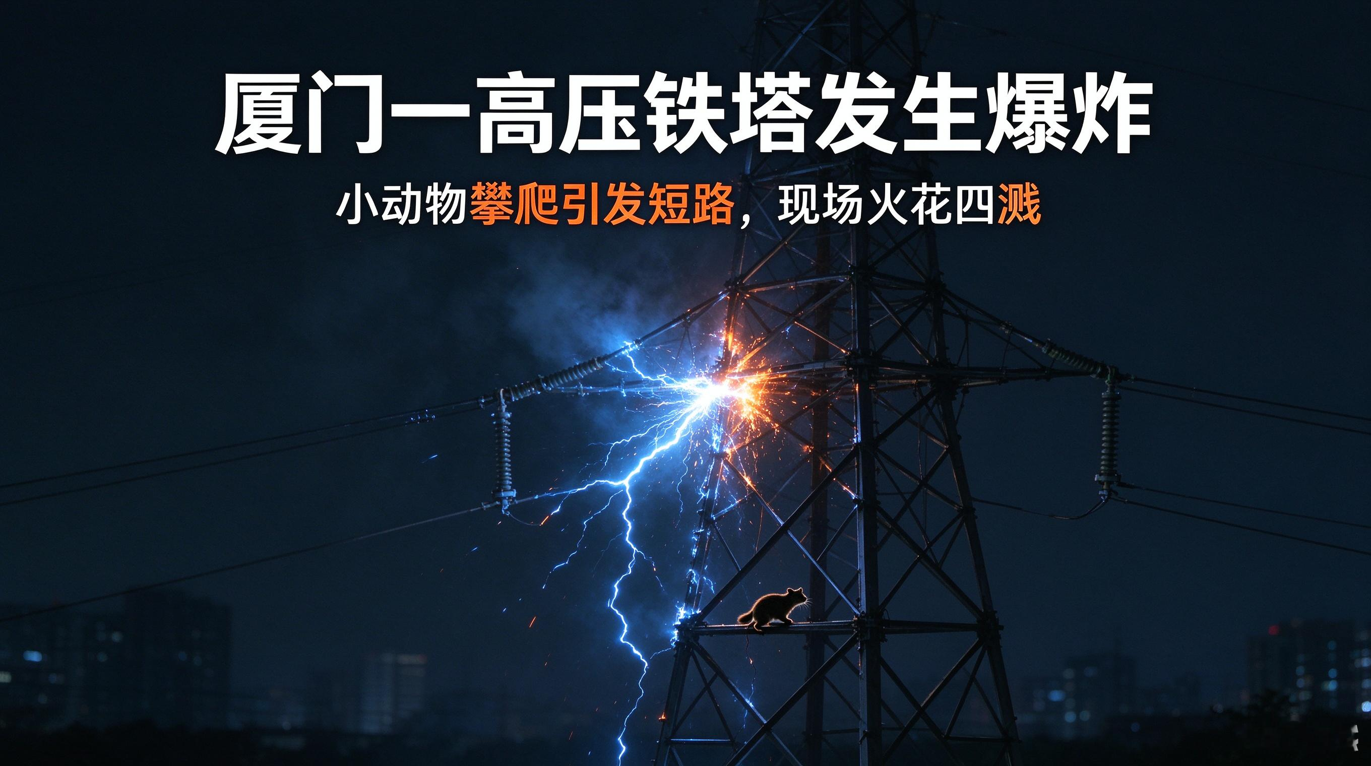 深夜巨响火花四溅！厦门高压铁塔突发爆炸，罪魁祸首竟是小动物