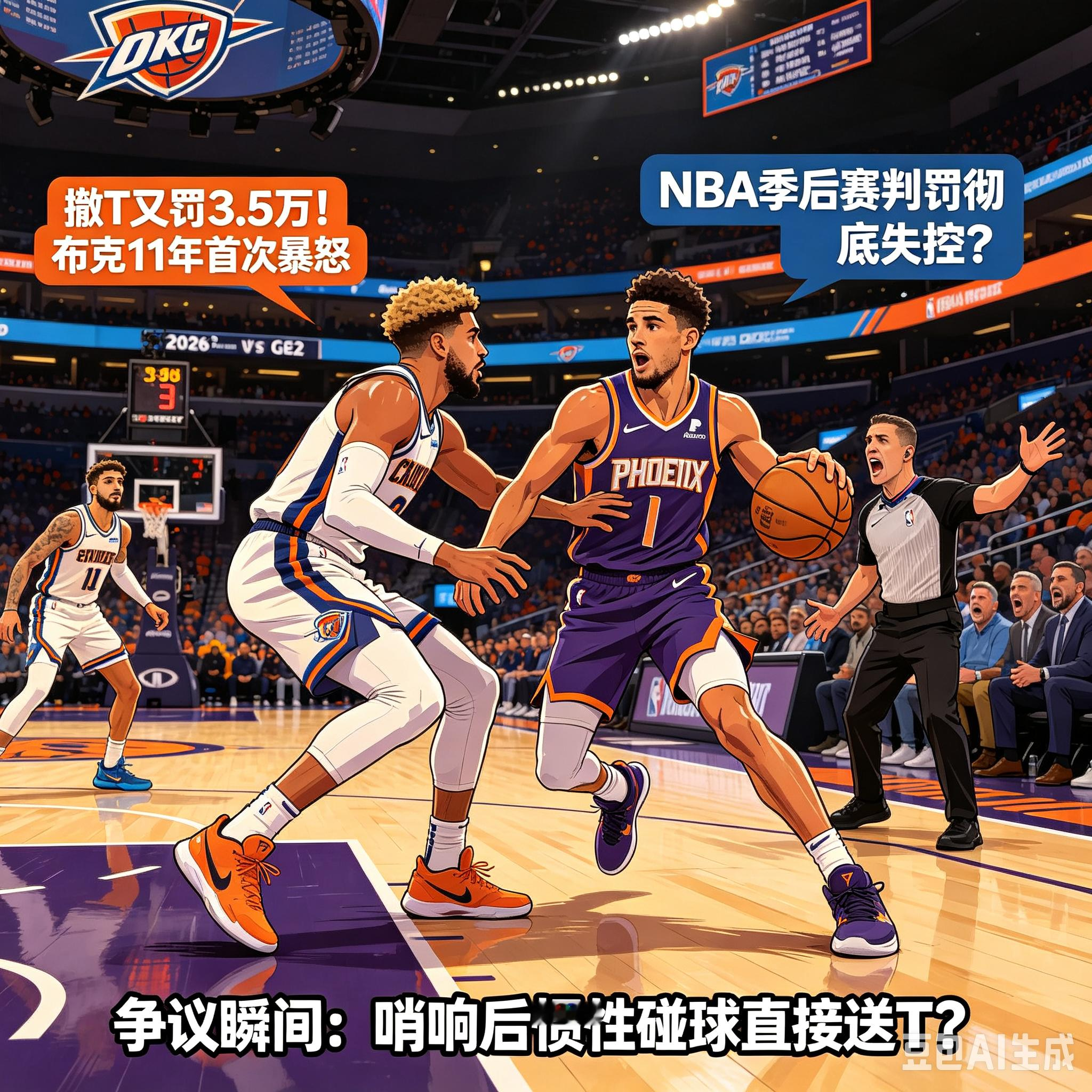 撤T又罚3.5万！布克11年首次暴怒，NBA季后赛判罚彻底失控？   ...