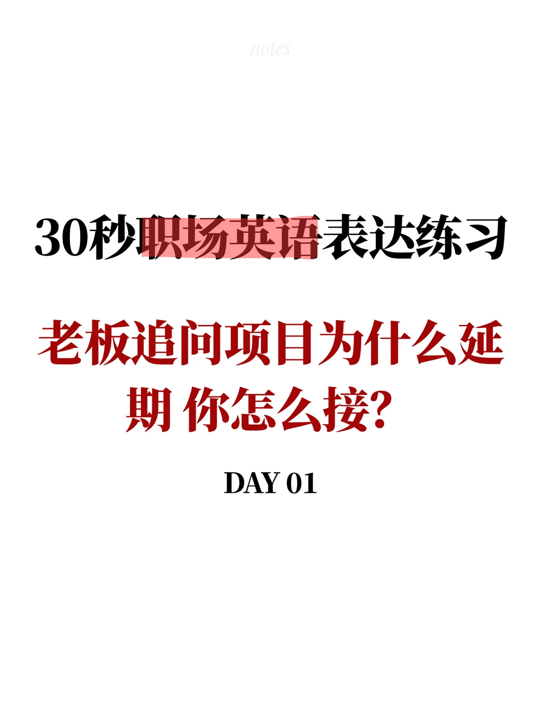 30秒职场英语表达练习 Day1 解释项目delay