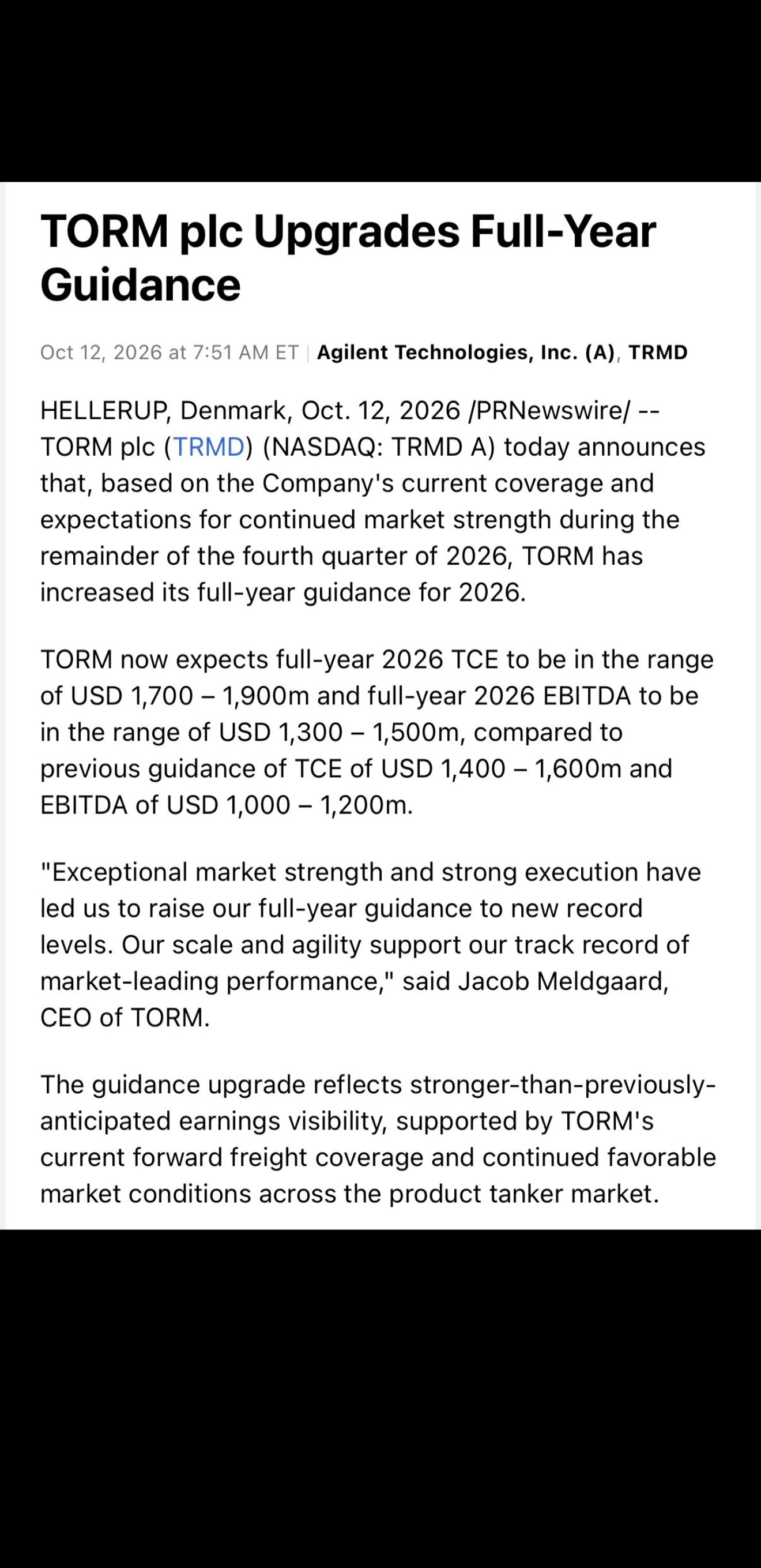VLCC-TD3C 下跌至1303。总算下跌了，要不然A的航运股砸盘都快没借口了。

A股油运股 中远海能、招商轮船、招商南油 集体跌停。
有同时涨停的一天，就有同时跌停的一天。
骂也懒得骂了。

恭喜美股油运股FRO、DHT、INSW、HAFN、STNG、ECO股价再度集体新高！
正规市场就是好！
恭喜A股油运股昨天集体跌停 ​