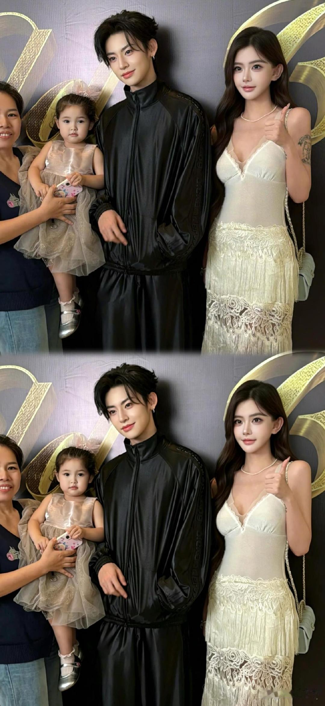 韩安冉带着女儿和小鬼刘些宁同框，真心建议她把身上的纹身都弄掉，隐藏大花臂画面都变得高级了。​​​