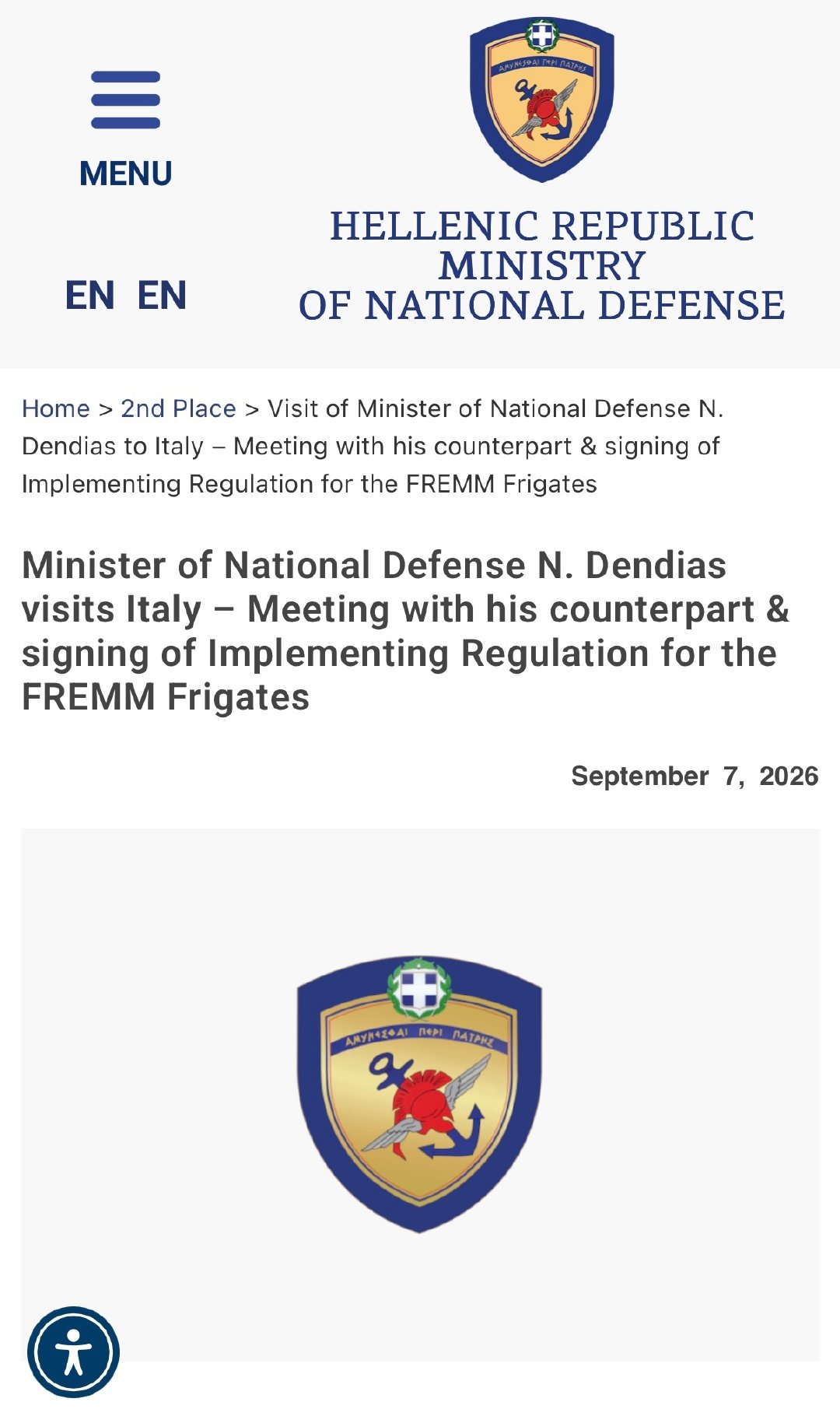 #中外舰闻[超话]# 希腊🇬🇷国防部长N. Dendias已经启程前往意大利🇮🇹准备完成2条二手FREMM采购协议️（传送门👉 ​