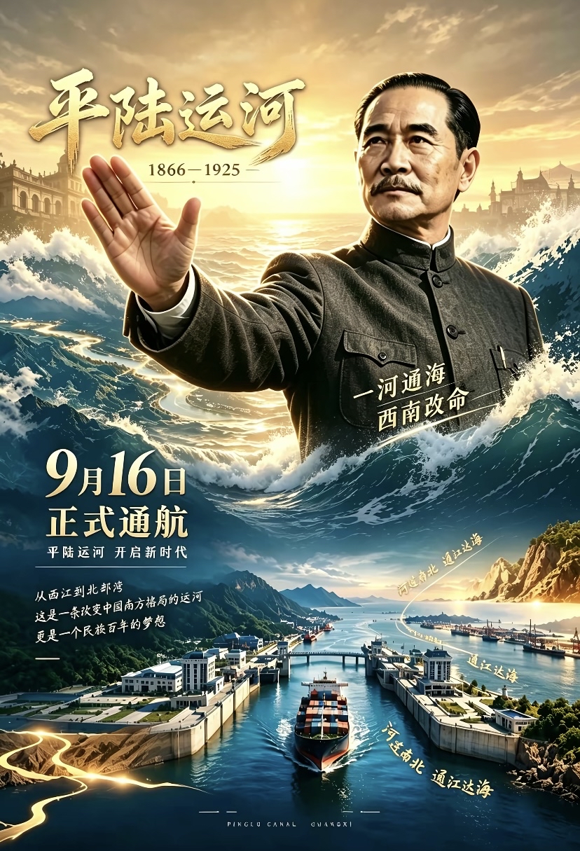 一口气带你了解平陆运河   ，一河通江海！平陆运河，把大西南直接“送”到了东盟门口

2026年9月16日，一声汽笛在广西钦州马道枢纽长鸣——平陆运河正式通航。这条北起南宁横州市平塘江口、经灵山陆屋、沿钦江直插北部湾的134.2公里水道，是新中国成立以来首条国家层面统筹建设的通江达海运河。

它有多