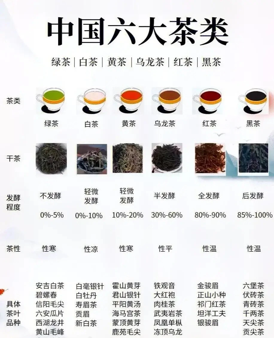 中国六大茶类的基础知识，供你参阅！