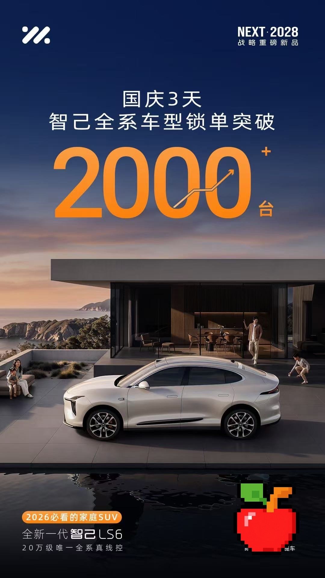 #智己汽车#  国庆前3天
全系车型锁单破2000台，智己LS6还是很有性价比的，20万不到，B&O，线控底盘，后轮转向，通通配齐了
#全新一代智己LS6# ​