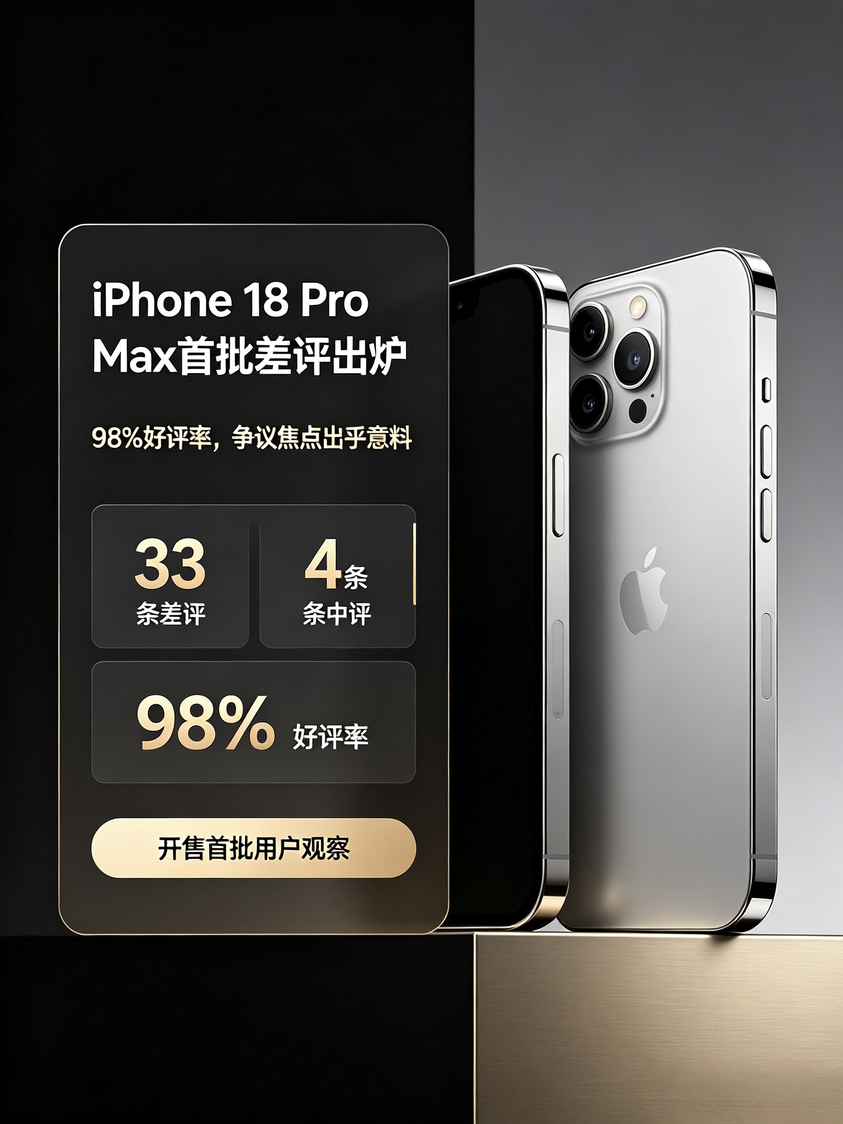 iPhone18 Pro Max首批差评曝光！98%好评，争议不在手机本身
iPhone18 Pro Max正式开售之后，首批用户评价陆续浮出水面。不少网友原本以为，差评会集中在铝合金边框掉漆、屏幕显示这类硬件问题，可翻看平台评论，真实的争议点却让人意外。

截至9月20日，京东苹果自营的iPhon