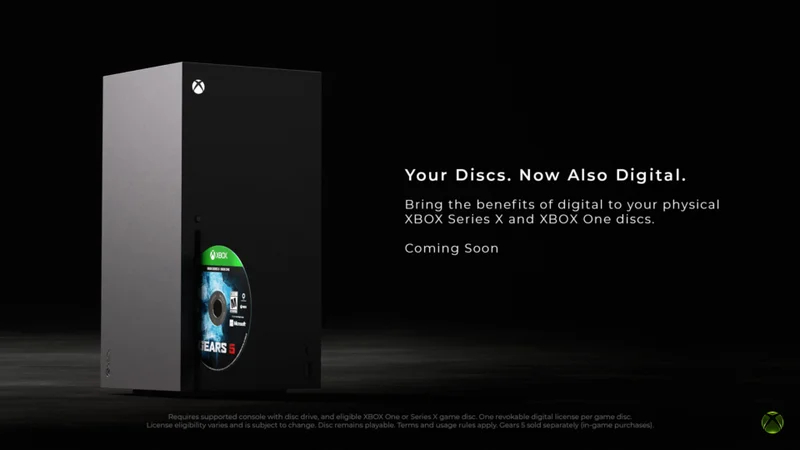 微软近日宣布 Xbox 将推出实体光盘转数字授权功能，玩家只需将支持的光盘插入 Xbox One 或 Series X 并启动游戏，即可领取对应数字版许可，同时保留实体碟的正常使用权。

获得数字授权后还可享受 Xbox Play Anywhere 及云游戏等权益。该功能将于8月31日向 Xbox Insider 测试人员开放，首批覆盖数千款  ​