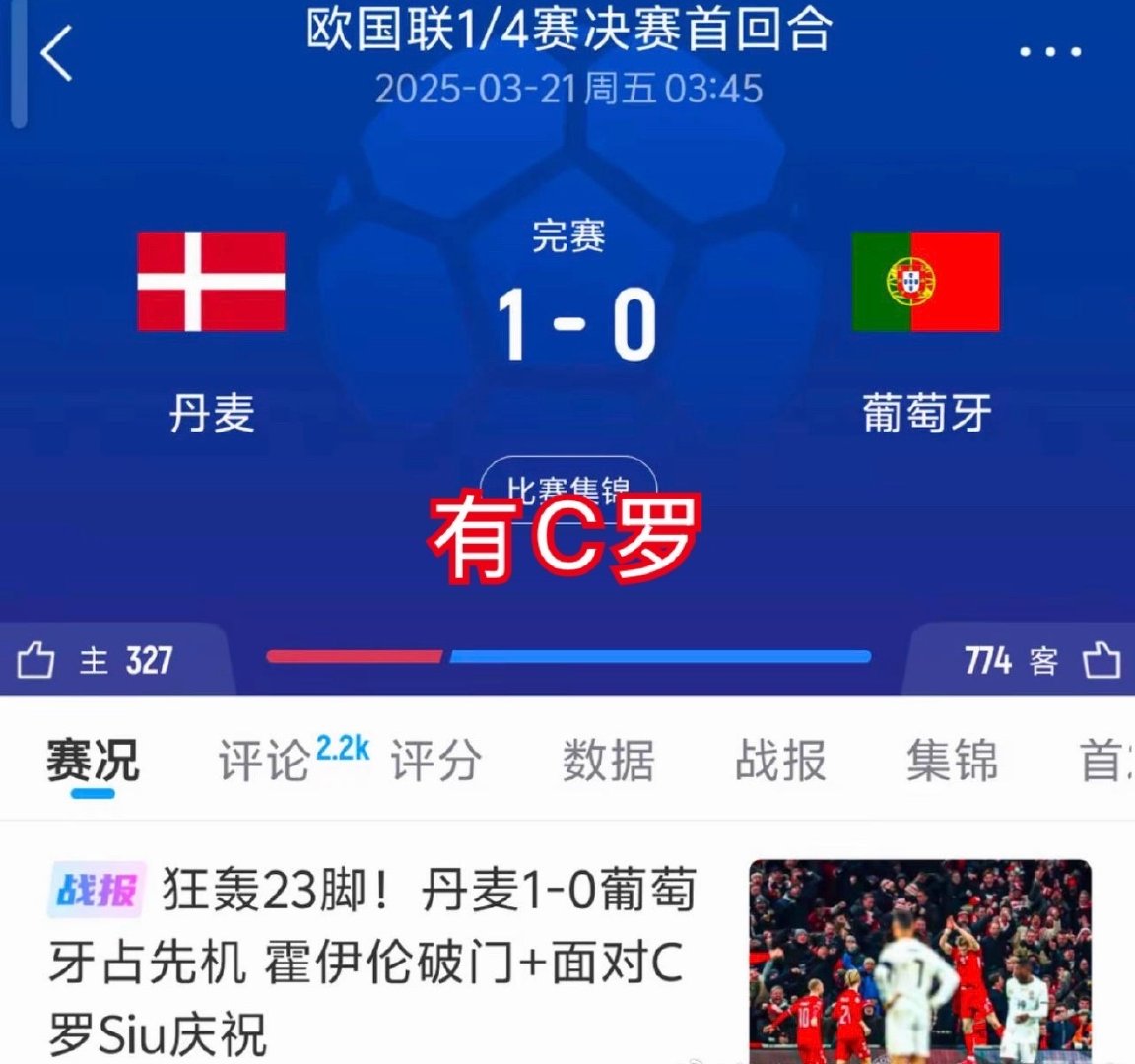 #霍伊伦对着葡萄牙球员siu#他对着C罗本人也siu啊，纯粹siu瘾大，Qjf团队买这种热搜很好笑啊，葡萄牙球员一看到siu立马应激哐哐又进两球怎么没有热搜 ​