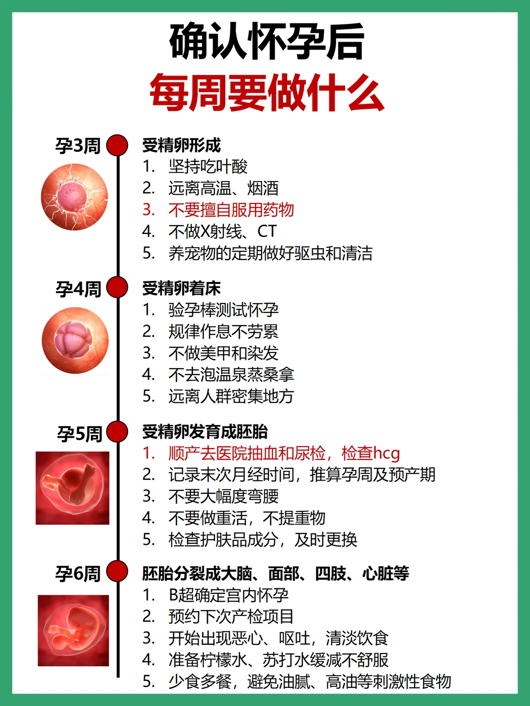 怀孕后每周要做的事情，新手妈妈码住