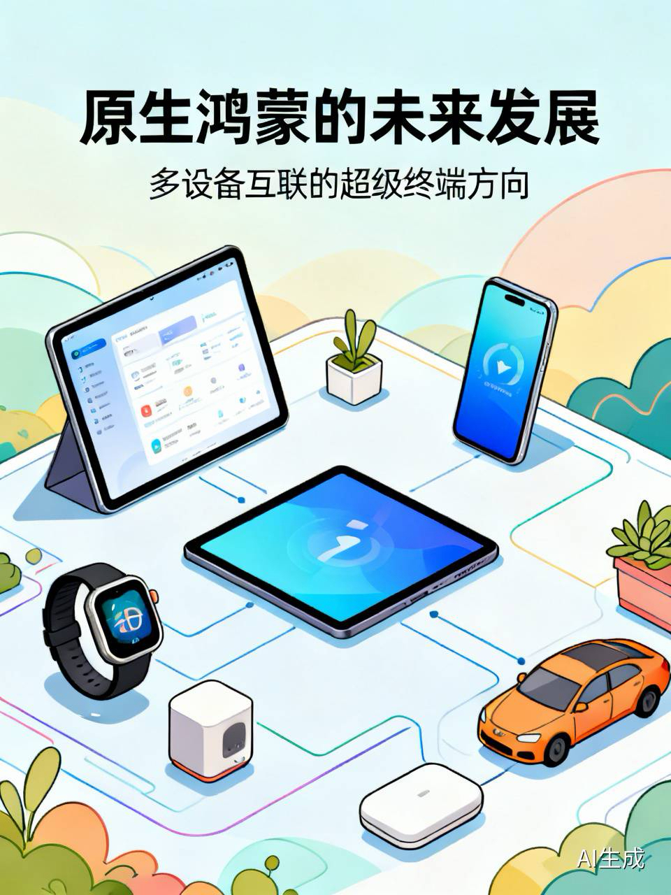 说下原生鸿蒙的未来发展，其实从现在的布局就能看出很清晰的脉络。
之前国内智能设备几乎全靠安卓和iOS撑着，这俩系统从根上就是为手机设计的，跨设备联动全靠后天打补丁，用起来总差点意思。鸿蒙从初代就瞄准了多设备互联的超级终端方向，现在已经覆盖手机、平板、手表、智能家居、车机全品类，日常用的时候视频一键流