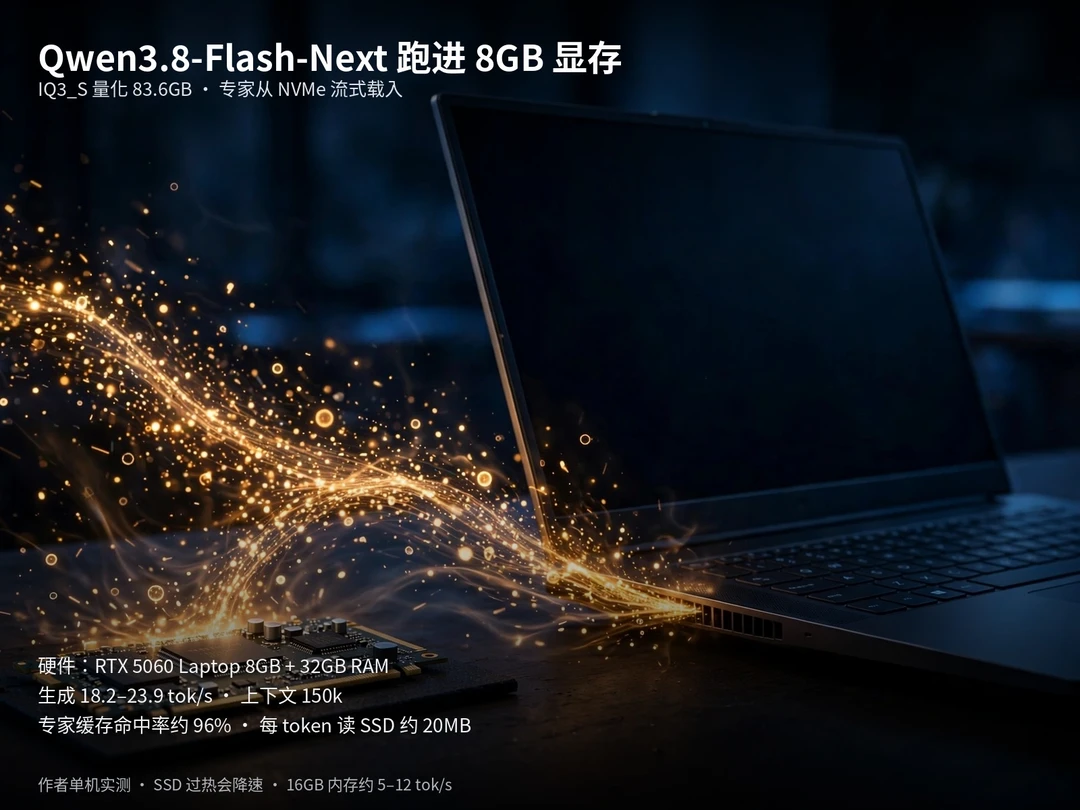 Qwen3.8-Flash-Next 跑进 8GB 显存笔记本