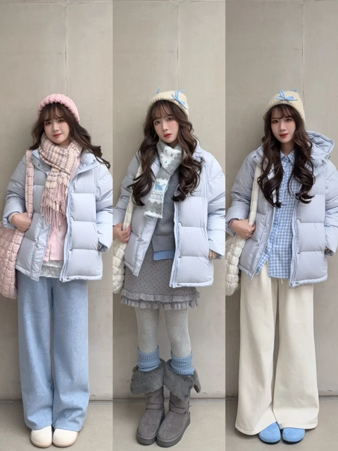 蓝色羽绒服怎么穿✖️8☃️˚⁎⁺（附内搭展示