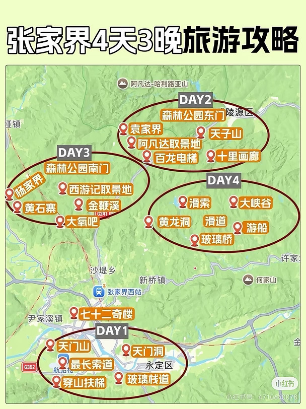 张家界带55岁妈少走路版四天整旅行攻略。