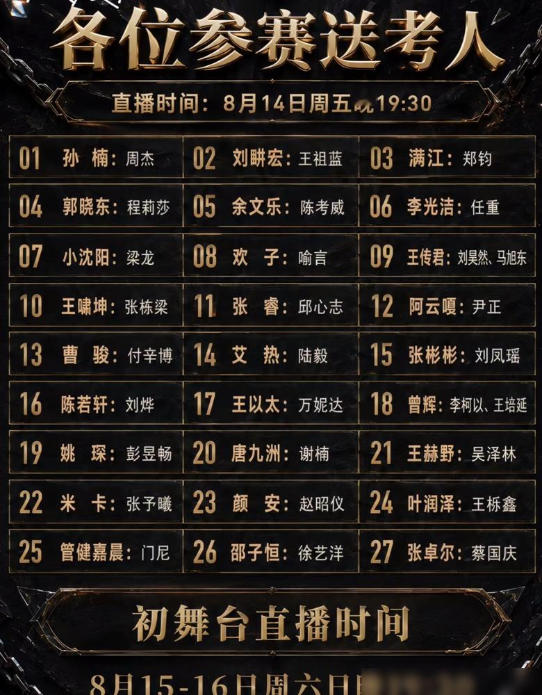 蔡国庆给张卓尔当送考人，这组合一出来我就笑了。那英在《声鸣远扬》硬保他晋级，跟华晨宇当场翻脸，一句你根本听不懂我在说什么把评审席变成了修罗场。观众不服，苏杭被淘汰，他进了四强。张卓尔自己都心虚，直播间里说大众评审有各自的考量，转头又发长文感谢华晨宇，只字不提那英。这孩子，精着呢。现在节目组把蔡国庆拉