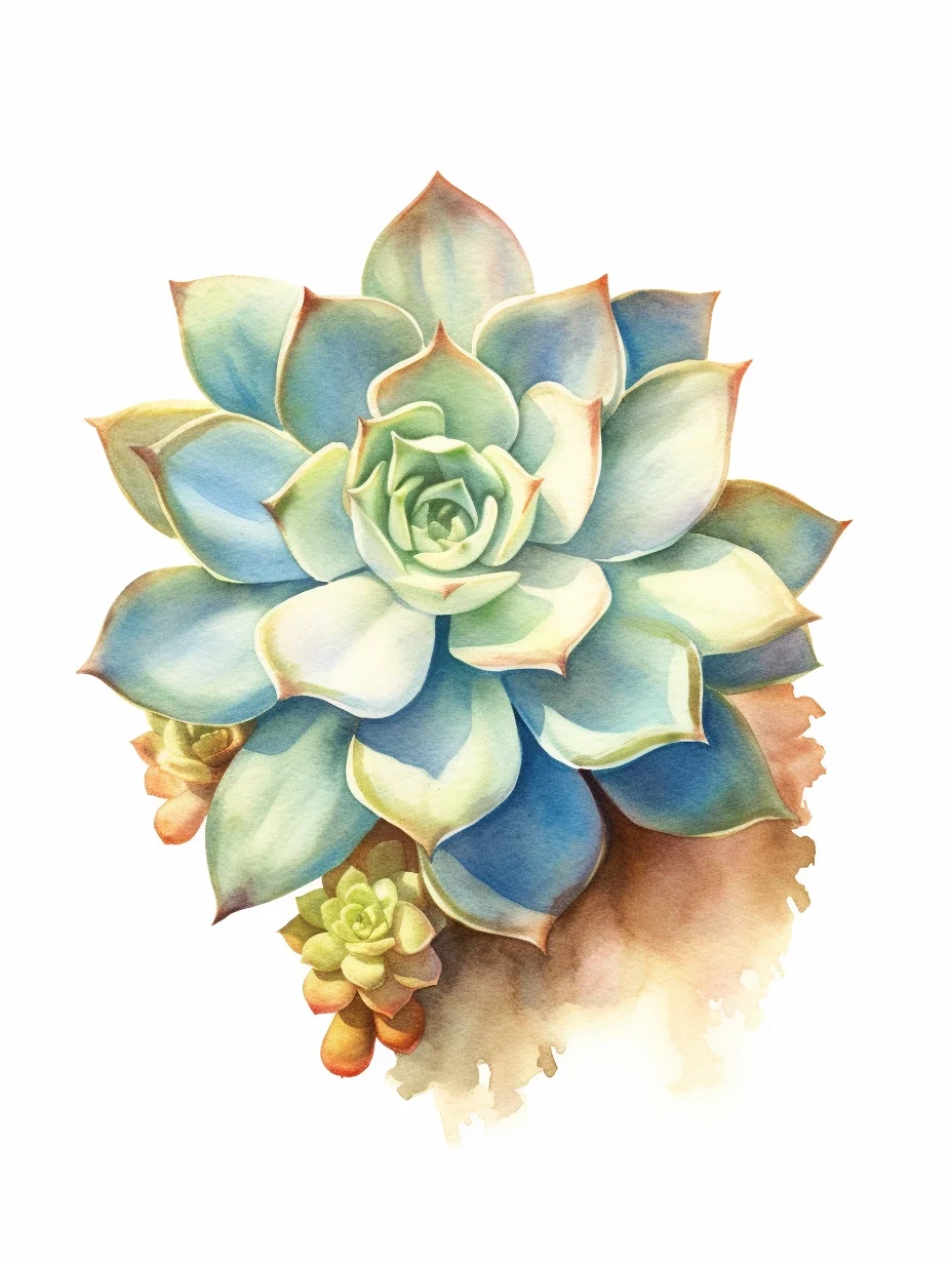 AI水彩：多肉植物