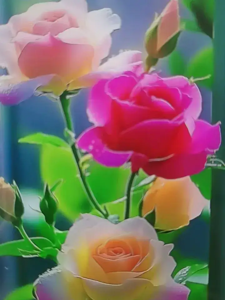 色彩缤纷的玫瑰花，娇艳欲滴，真美啊！