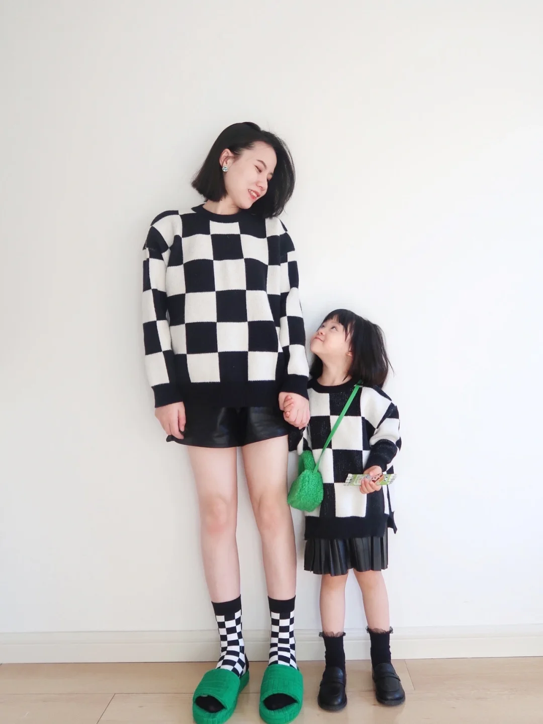 母女穿搭|超🔥的棋盘格毛衣终于安排上了！