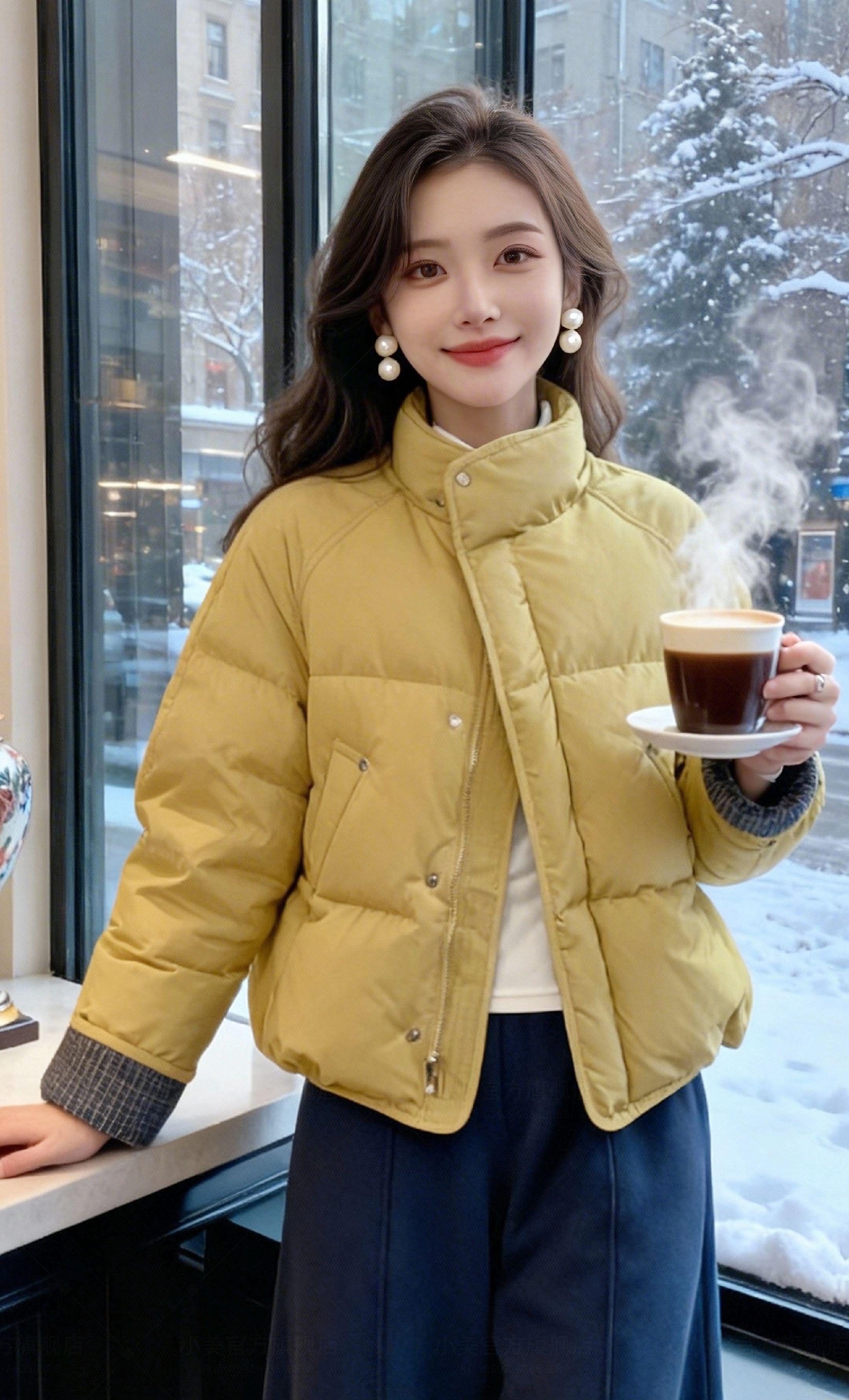 时尚百搭冬季新款女式休闲棉服，袖口设计搭配,利落剪裁，显高显瘦。优质棉...