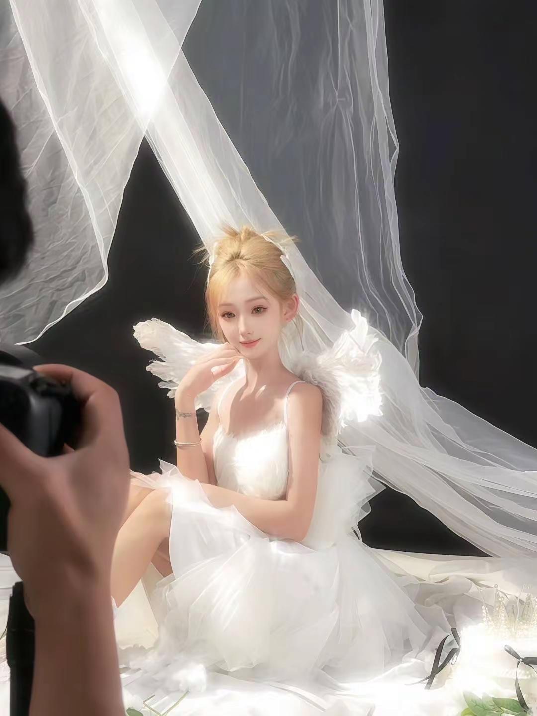 纯欲神明少女逆光羽翼写真天使写真