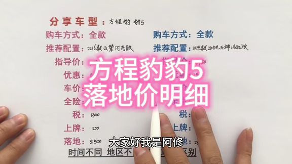 方程豹豹5落地价明细讲解
