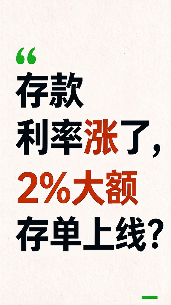 存款利率终于涨了！2%大额存单紧急上线！