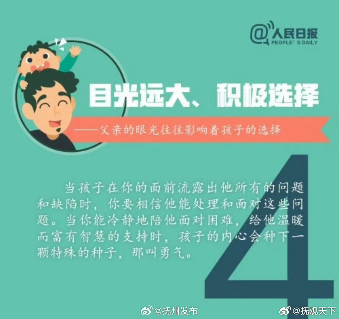 #黄宣官宣当爸#【转给新手爸爸！好父亲应该具备的8种品质】如今，很多父亲忙于工作打拼，总是在儿女教育中缺席。但你知道吗？父亲的陪伴可以让孩子更有责任心、更独立、更爱运动、建立良好人际关系....如何才能做个好父亲？什么样的父亲才合格？好父亲要具备的8种品质↓你做到了吗？周末，放下工作，陪 ​