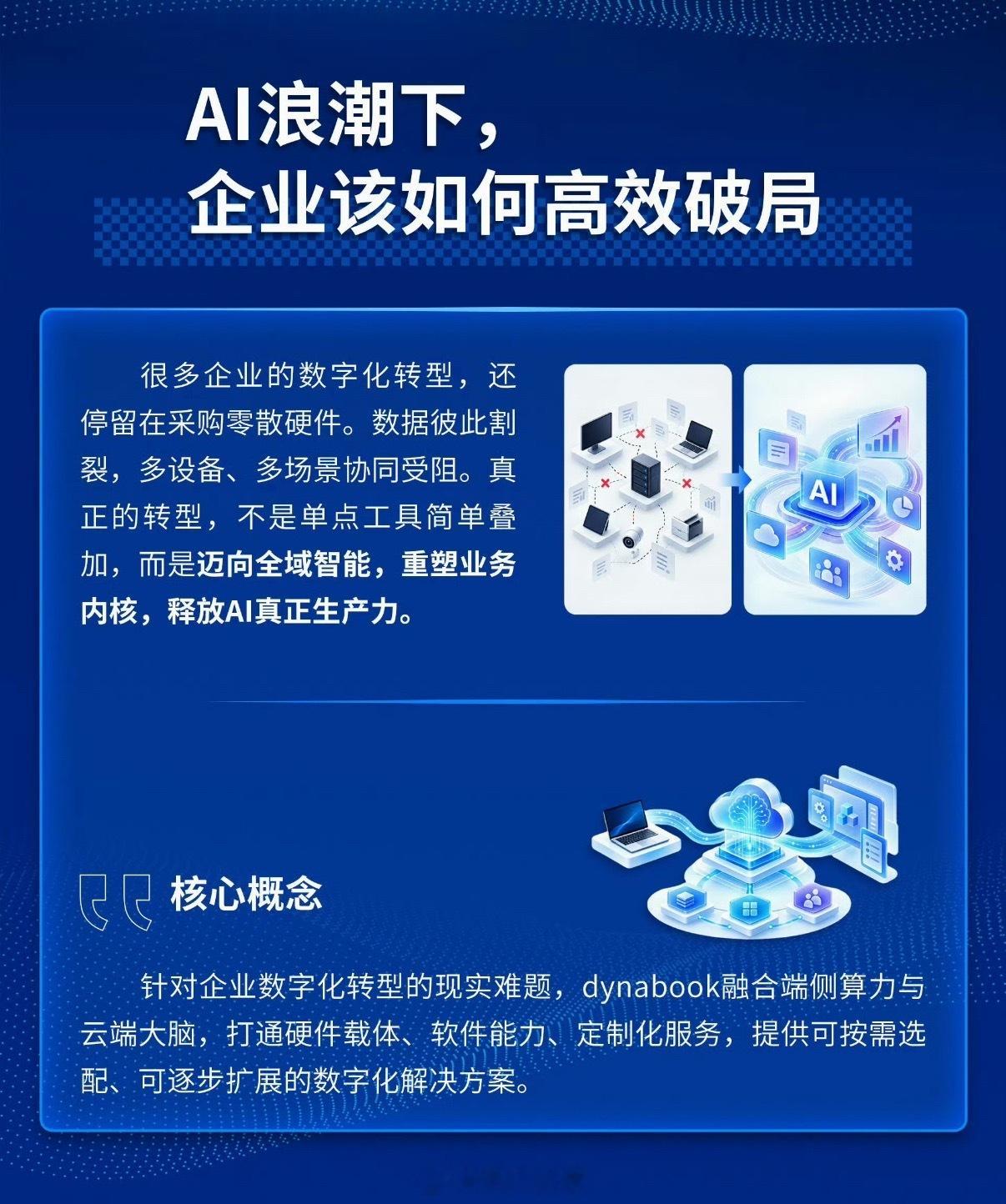 不少企业做数字化采购很容易陷入一个误区，管理层看重技术参数有多前沿，可一线员工上手却觉得繁琐难用，最后高价上的系统慢慢闲置。dynabook这套方案把落脚点放在使用者身上，看重能不能减少员工的重复劳动。不管是电脑跨设备互联简化办公流程，产线AI质检降低人为差错，还是能源系统自动汇总能耗数据 ​