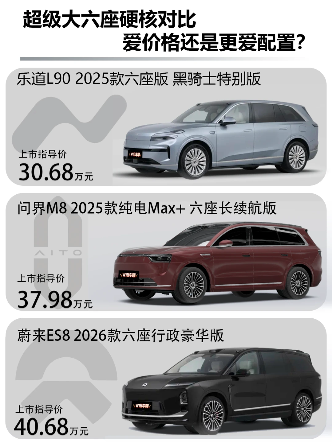超级大六座硬核对比，爱价格还是爱配置？