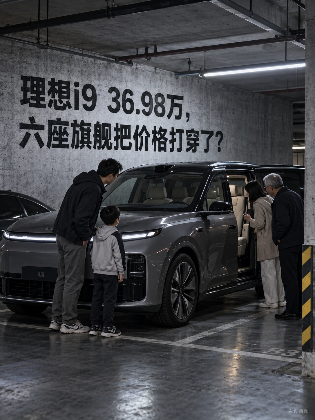 理想i9只卖36.98万，六座旗舰把价格打穿了？
理想i9 Home昨晚公布全国统一零售价36.98万元，只有这一款。二排旋转座椅、线控转向和后轮转向都在车上。价格确实比不少人猜的低，但这台车长5225mm，日常停车和全家出行才是买回去每天要面对的事。
这个价你会直接冲，还是想先开进自家地库试一次？