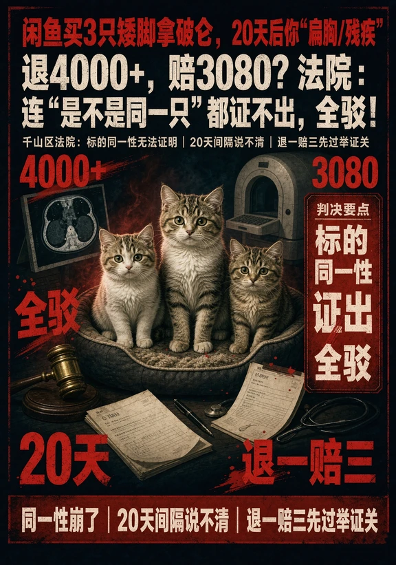 三只猫说扁胸要退7000？法院：连哪只都没证