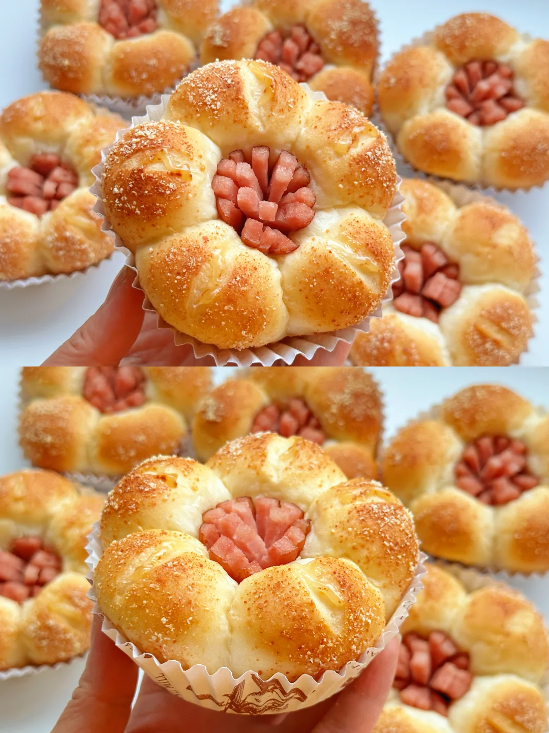 出炉秒光！巨～巨好吃的🌸花朵芝士香肠包！