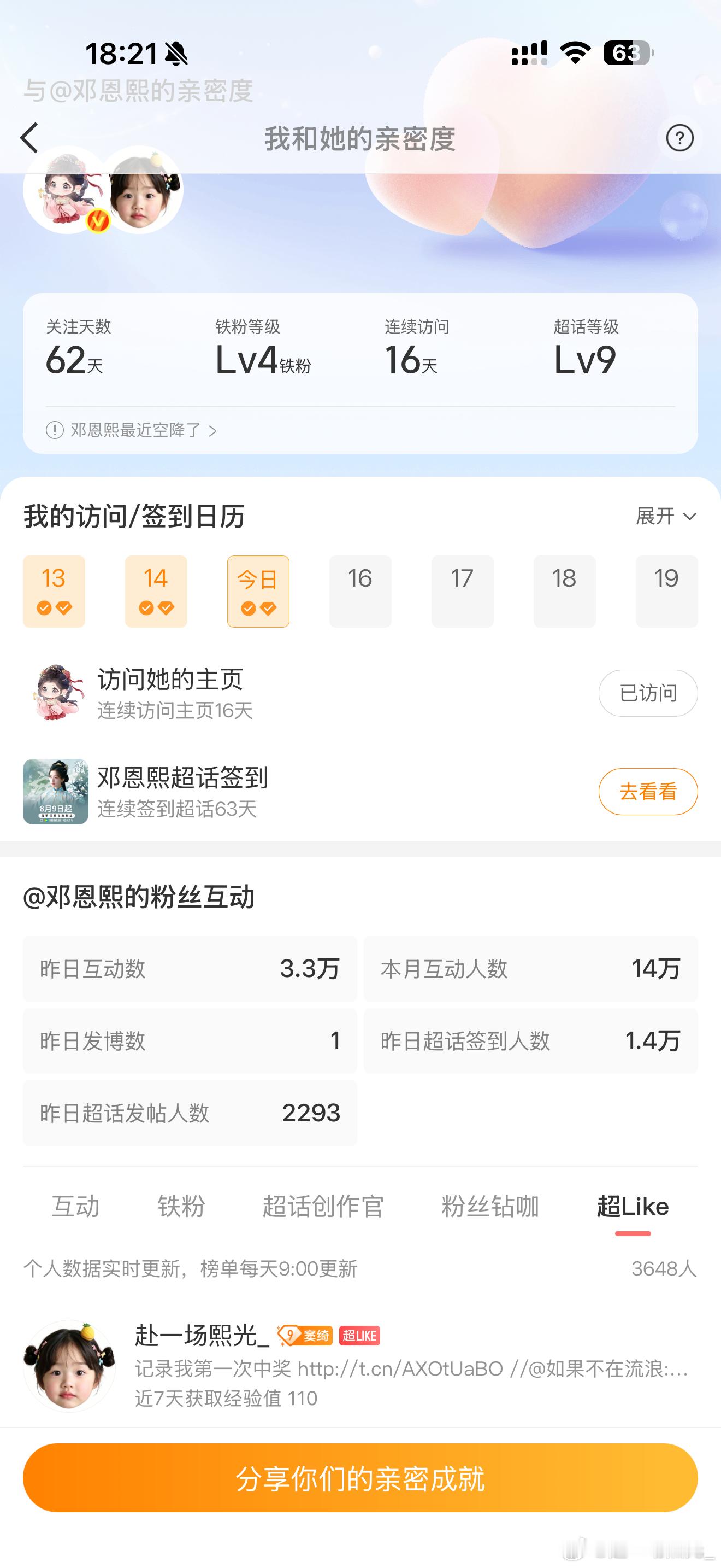#邓恩熙[超话]#  
【9.15】熙引力定律like团建打卡
赴一场熙光_共计11分 ​ ​
