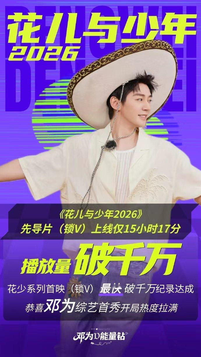 #邓为的箱子快吐了##邓为首播即爆火##邓为首综战绩# 
邓为首综战绩，邓为首播即爆火，邓为花少8首映篇15h播放量破1000W，天选综艺圣体的含金量不用多说了~ ​