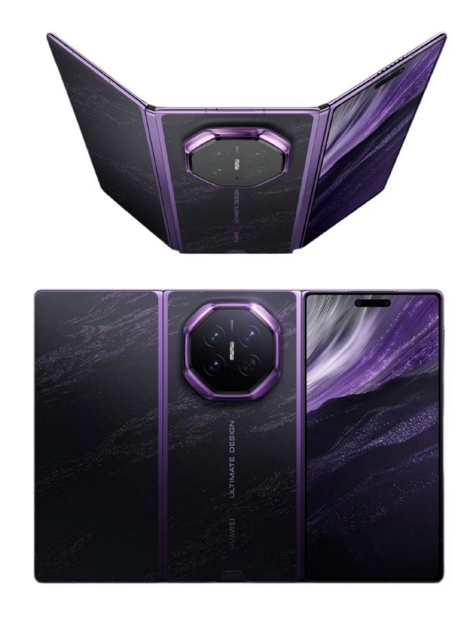 华为新款三折叠 Mate XT2 外观亮相 
采用全新折叠方案 
搭配全新配色 
整体设计很有韵味。 ​